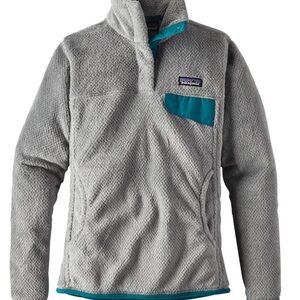 Patagonia Gray and Teal Fleece Pullover